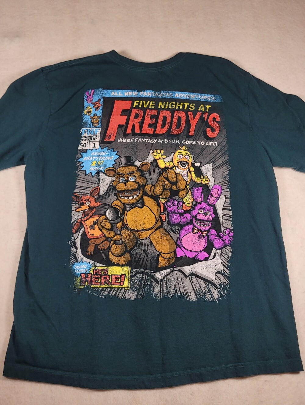 Dumbgood Five Nights at Freddy’s Tshirt Men’s XL Horror Game Green